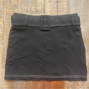 Classic Black Women's Belted Mini Skirt